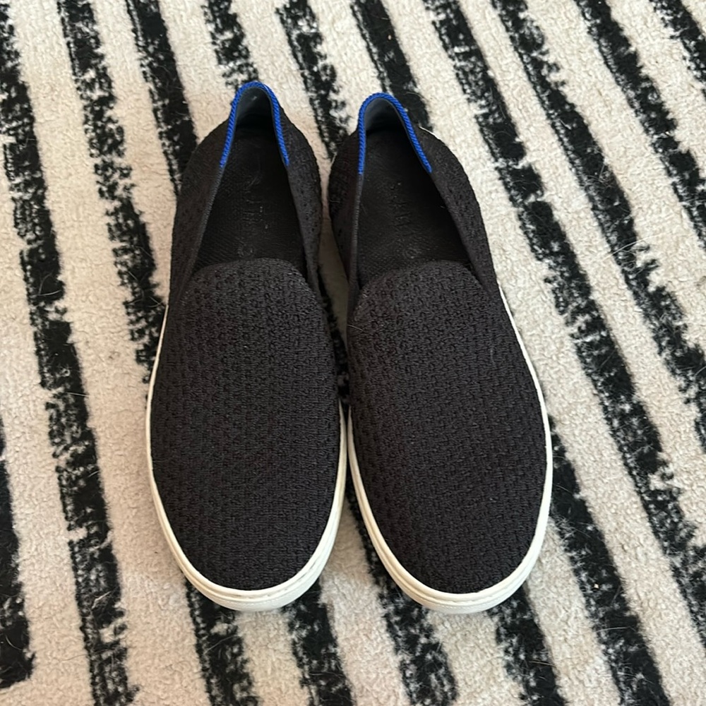 Rothy's Black and Blue Slip-On Loafers